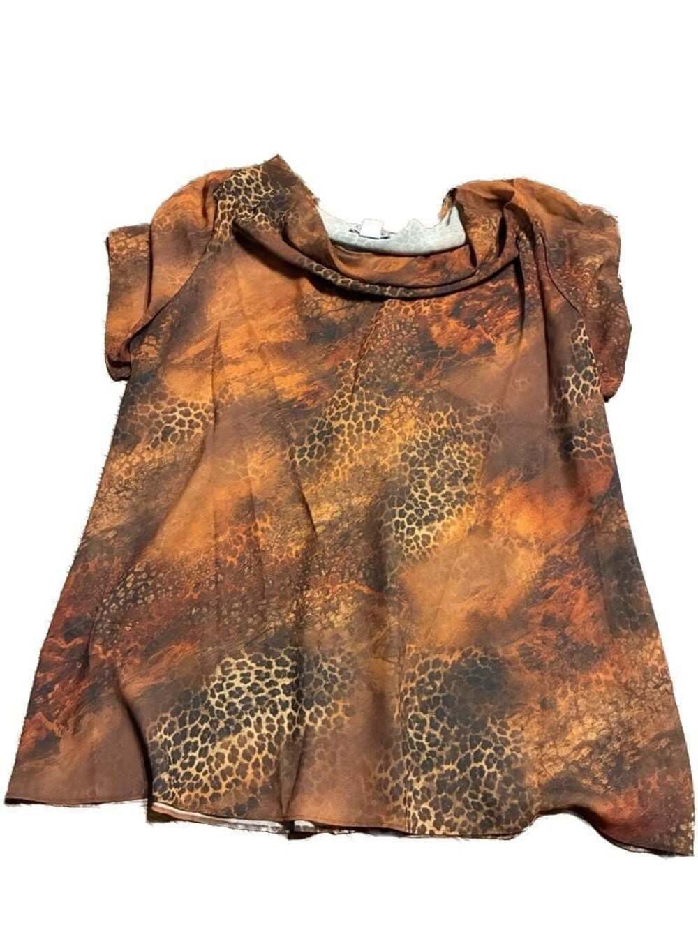Kari's Korner Animal Print Cowl Neck Blouse Size 22W